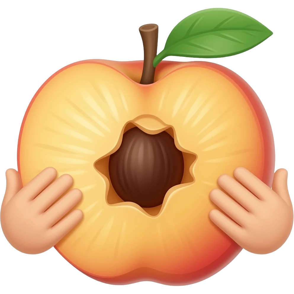 peach with a hole in the middle with hands outside emoji