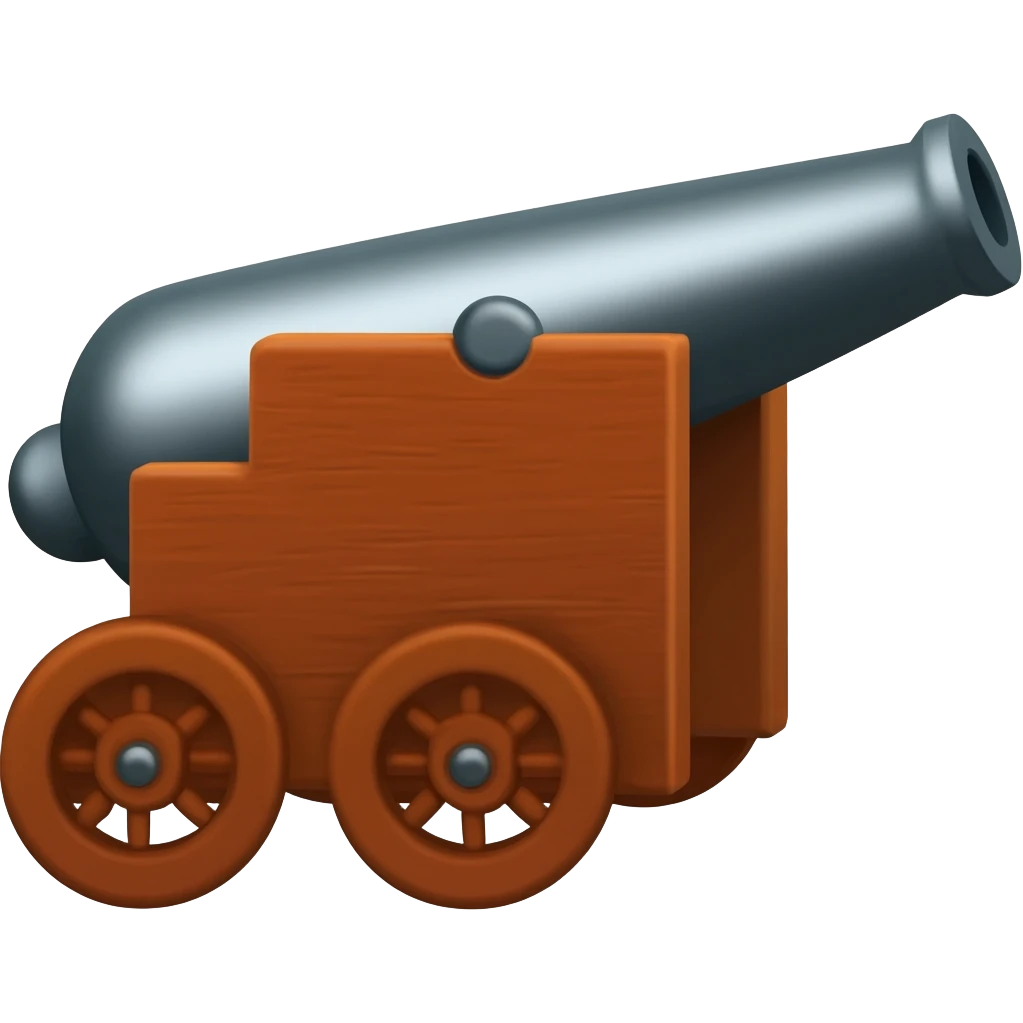 Cannon shooting cannonball emoji