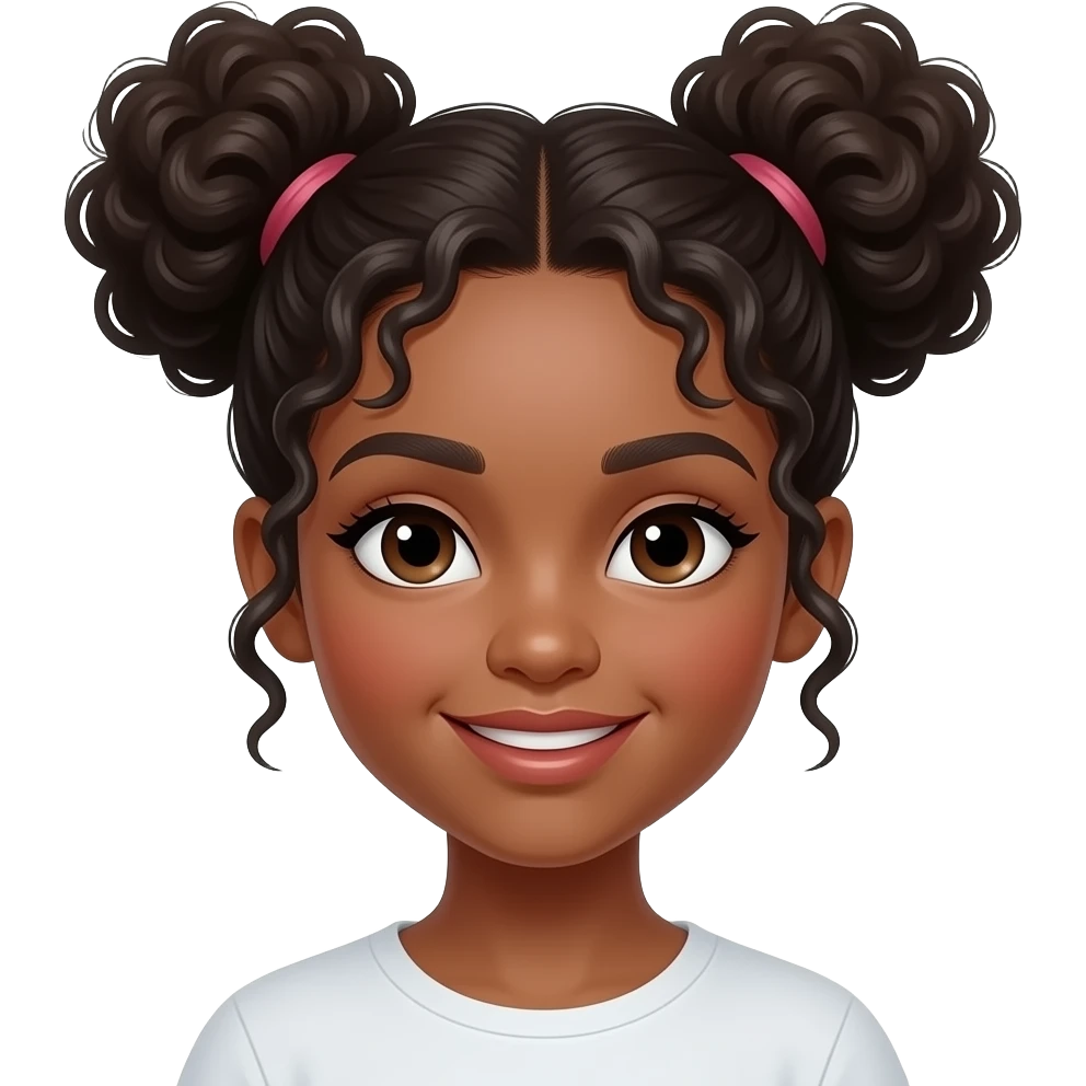 black girl with puffball pigtails emoji