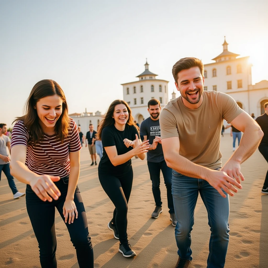 group of friends playing a fun game emoji
