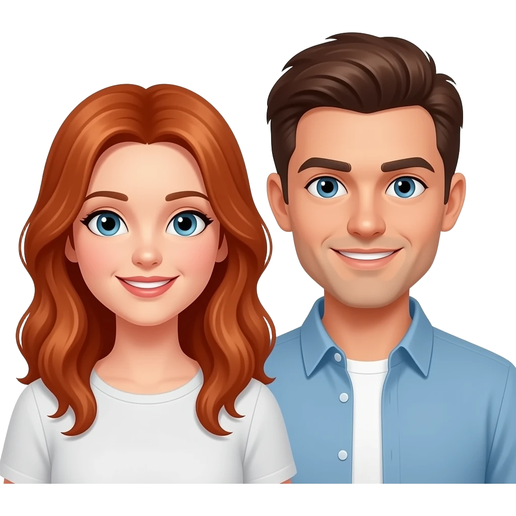 2 redhead women and a brunette male emoji