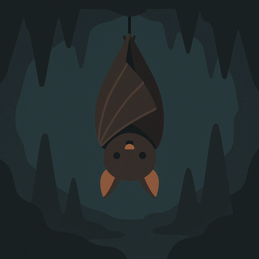 Flat design style bat in the cave emoji