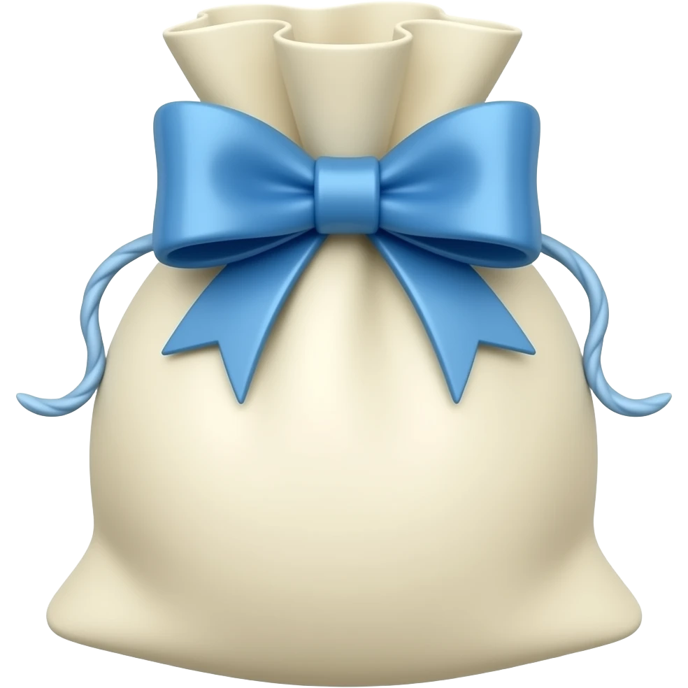 Ivory Gift bag tied with blue bow emoji