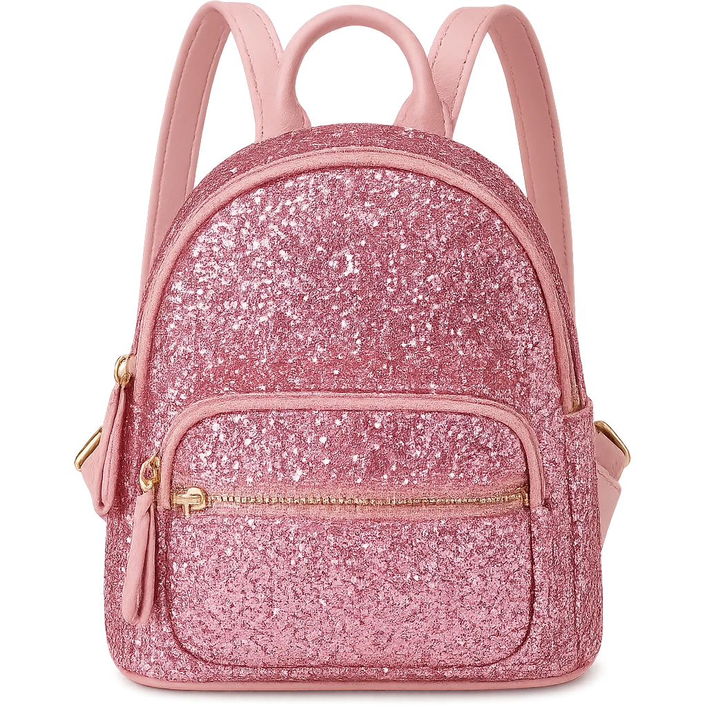 girly sparkling mini backpack, pink color, no background emoji