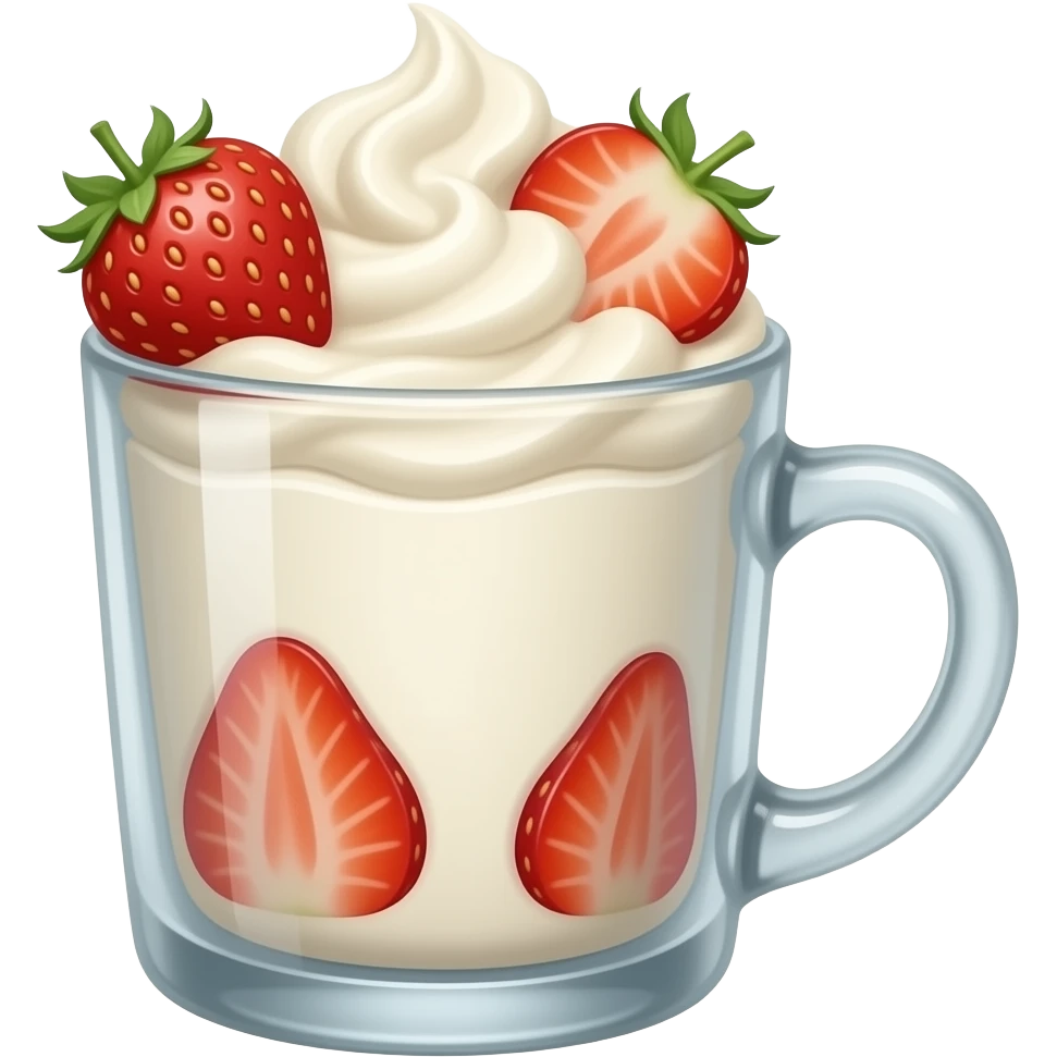 Vaso de vidrio con crema y fresas adentro emoji