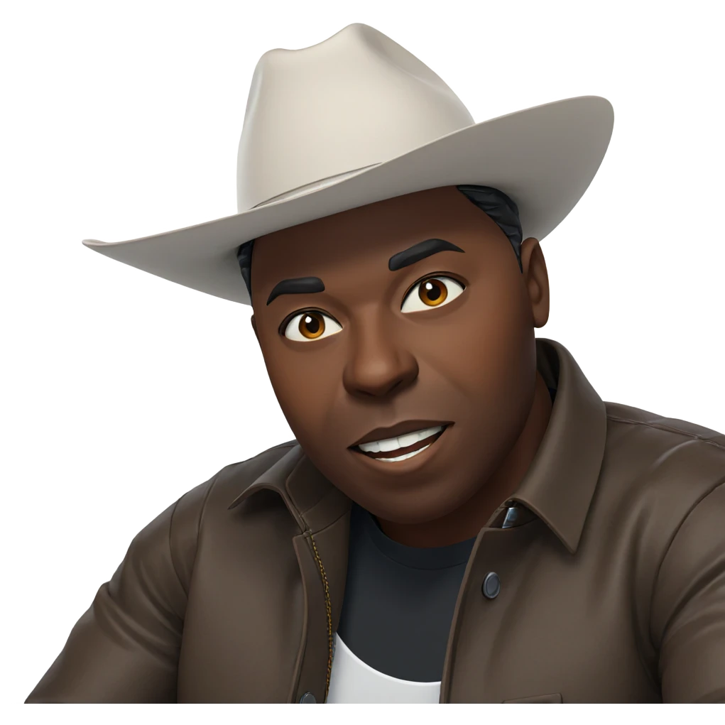 dark-skinned male in brown jacket emoji
