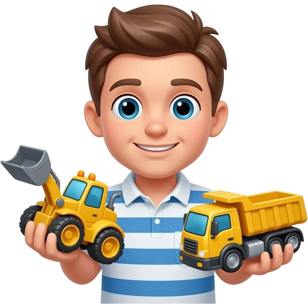 Gil is holding a toy bulldozer and Goby loses his Toy dump truck emoji