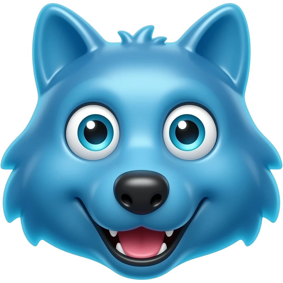 Blue gummy wolf face emoji