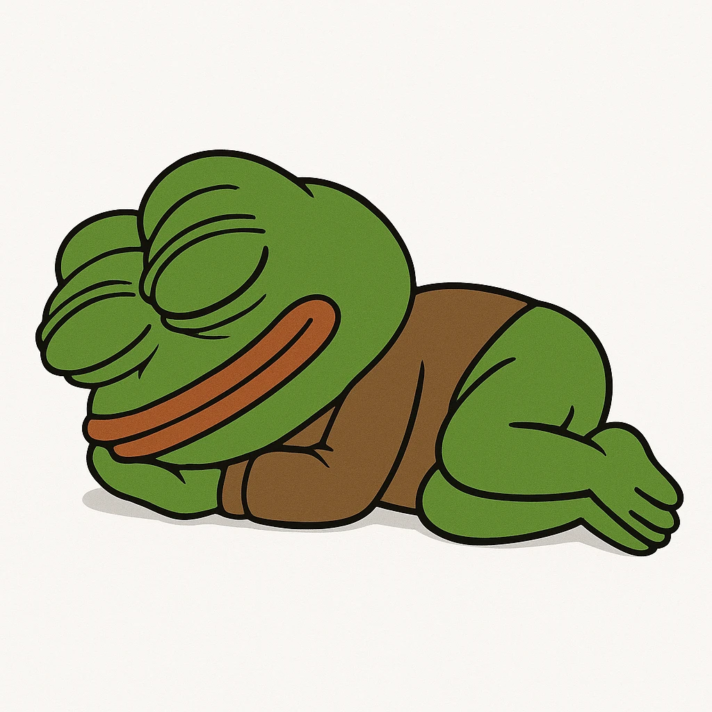 create a pepe sleeping, white background emoji