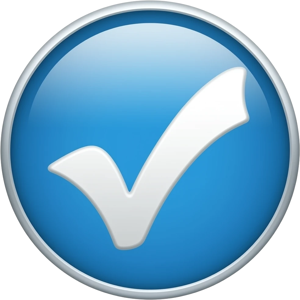 Ein weiser chek haken mit einem runden blauen Hintergrund emoji