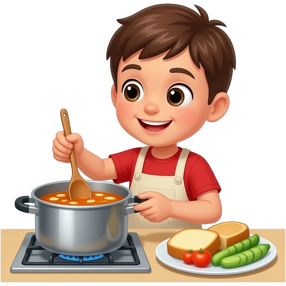 a kid cooking lunch emoji