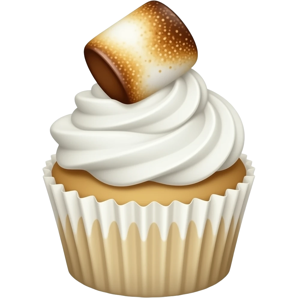 Toasted marshmallow white cupcake emoji
