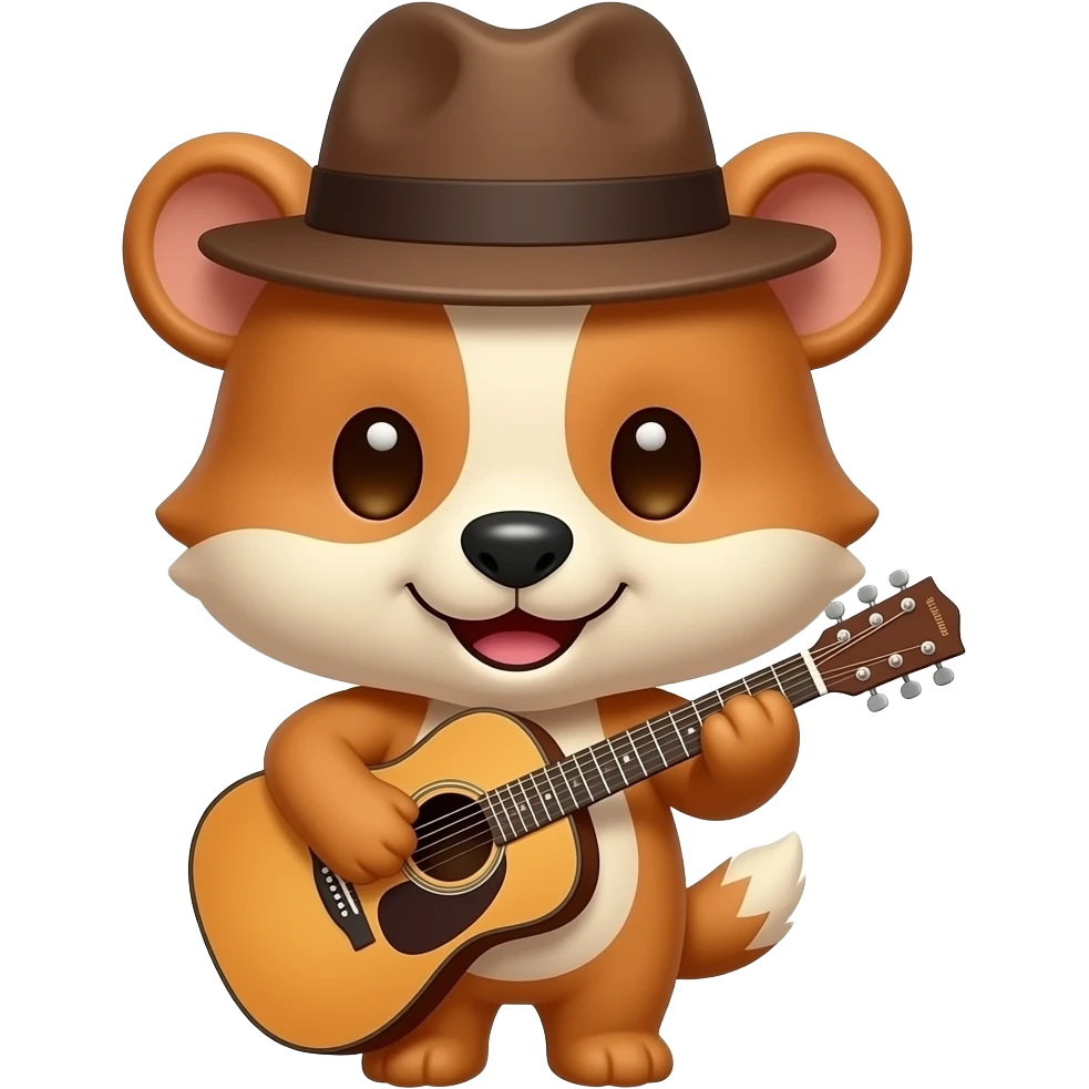 Animal wearing Hat and playing Guitar, upto bust emoji