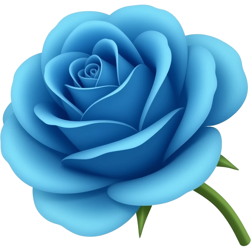 blue rose with petals and stick emoji