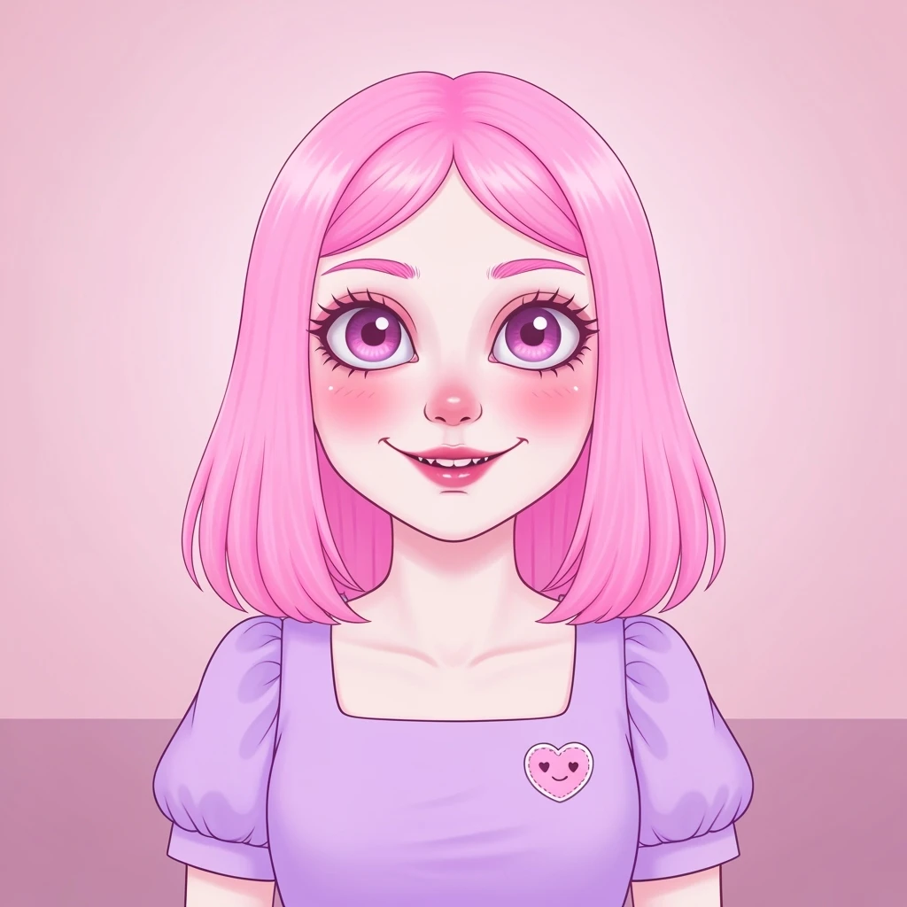 pastel horror profile picture with a heart accent, cute, expressive, minimal, variation 4 emoji