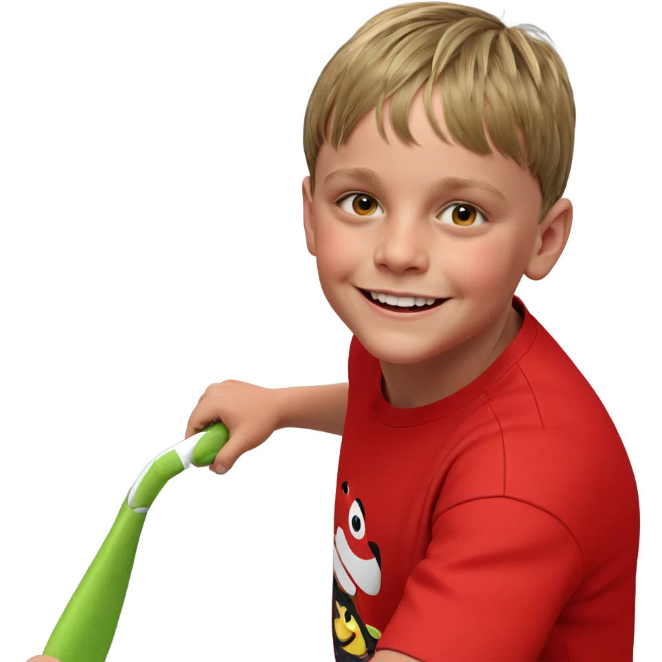 smiling boy in red shirt emoji