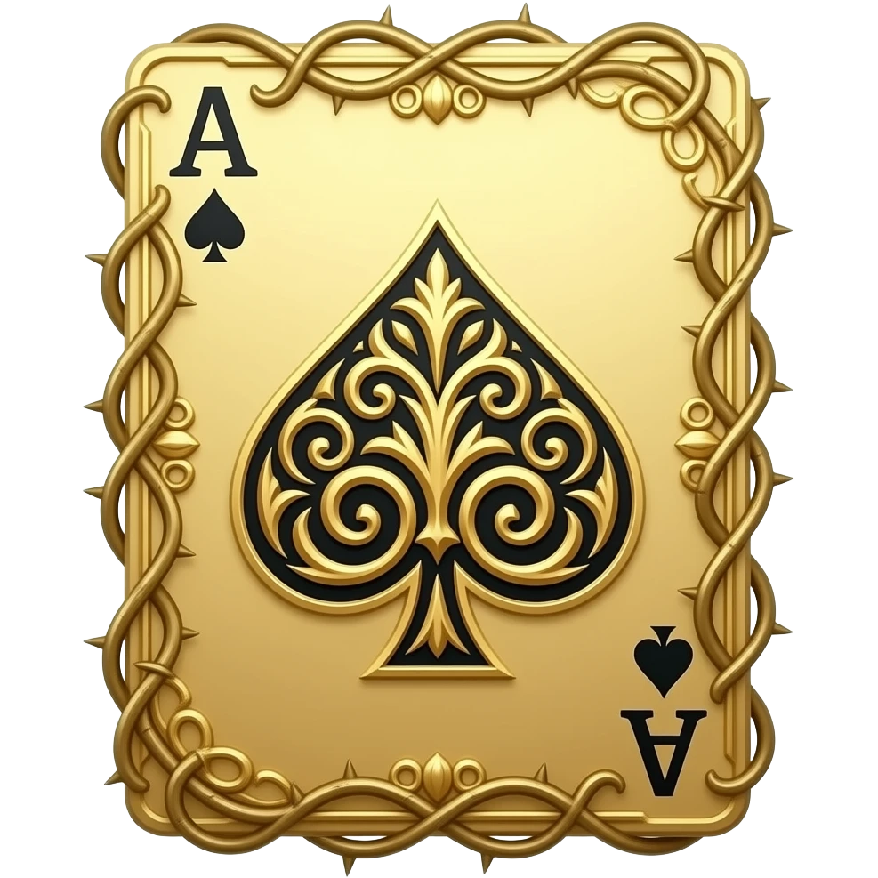 richly ornamented ace of spade surrounded by tendrils of thorns emoji