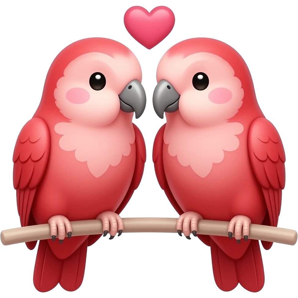Romantic reddish-pinkish lovebirds on a pastel branch emoji