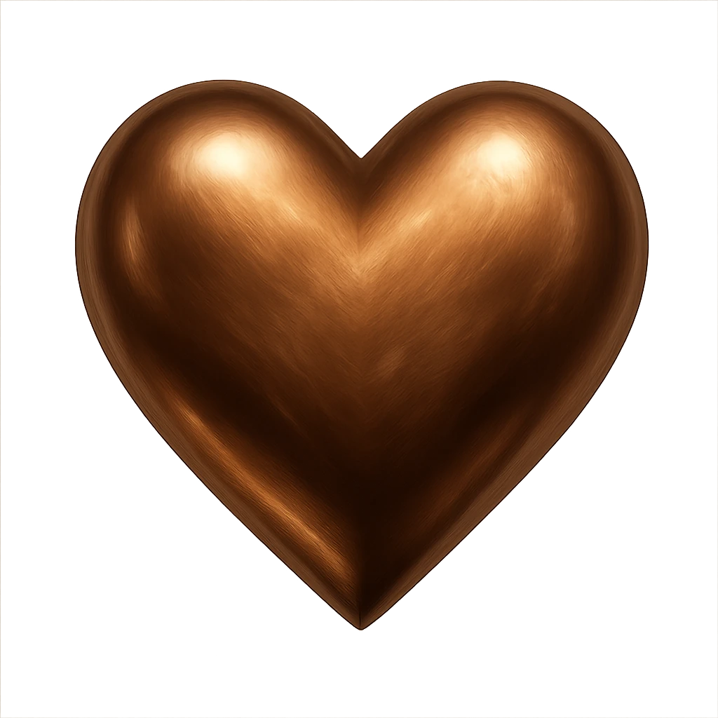 heart with a metallic bronze finish, digital illustration, no background emoji