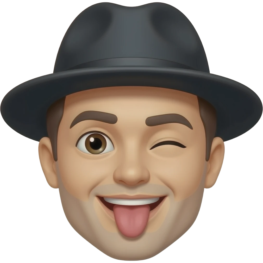 Kafasında siyah şapka olan 😜 bu emojiden yap emoji