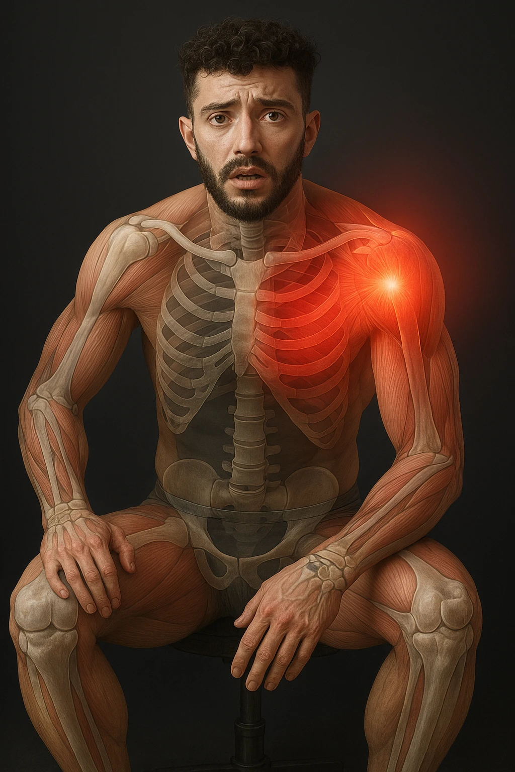 Uomo con dolore per infortunio vista anatomica emoji