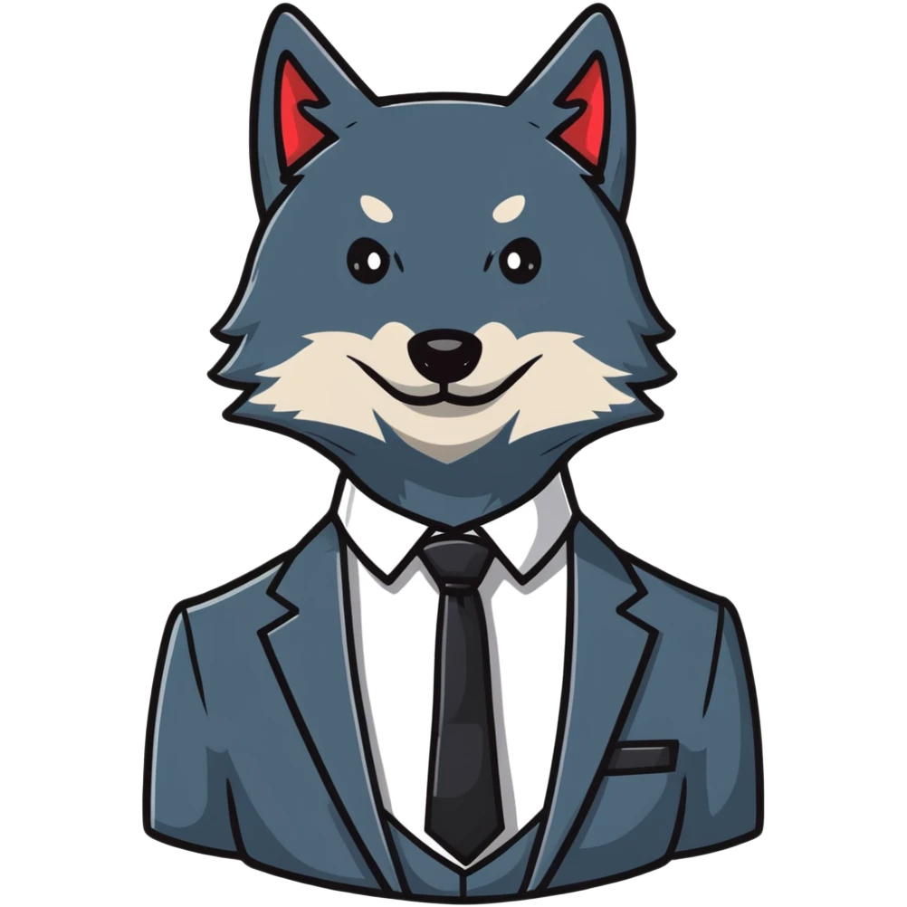 wolf stockbroker with suit and tie emoji