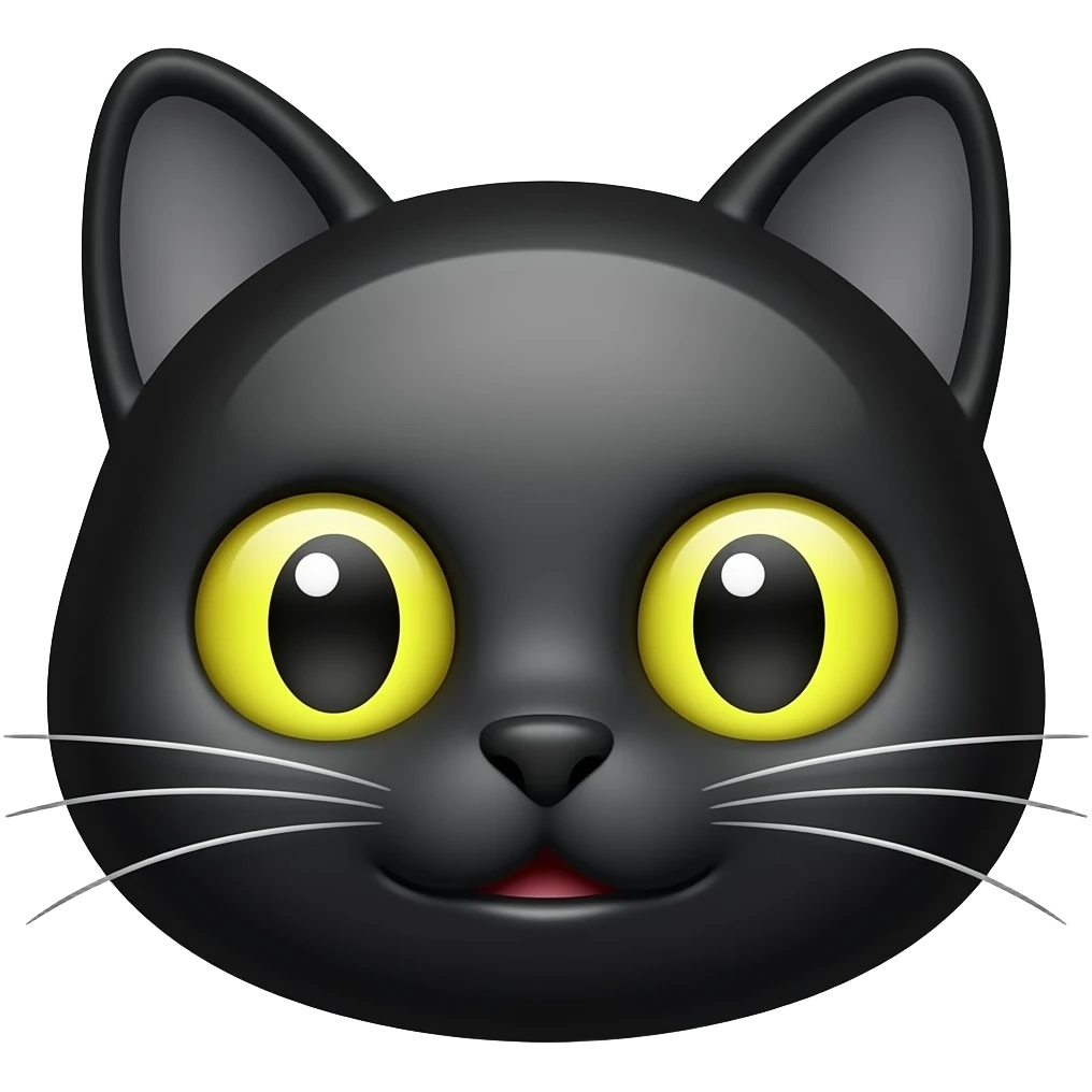 A black tortoise colored cat face emoji looking like a eager professor. emoji
