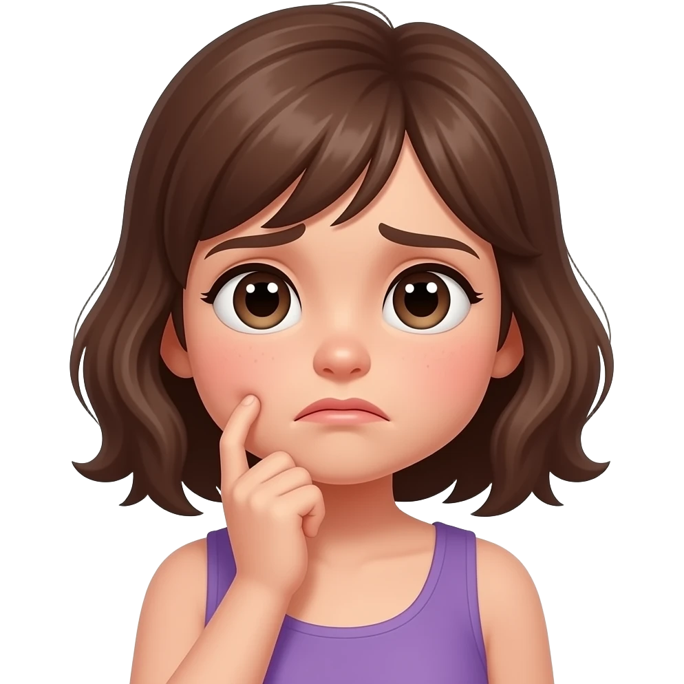 girl with a worried face thinking about food emoji