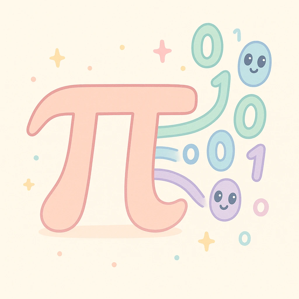  combine the π (pi) math symbol, binary code emerging from it. emoji