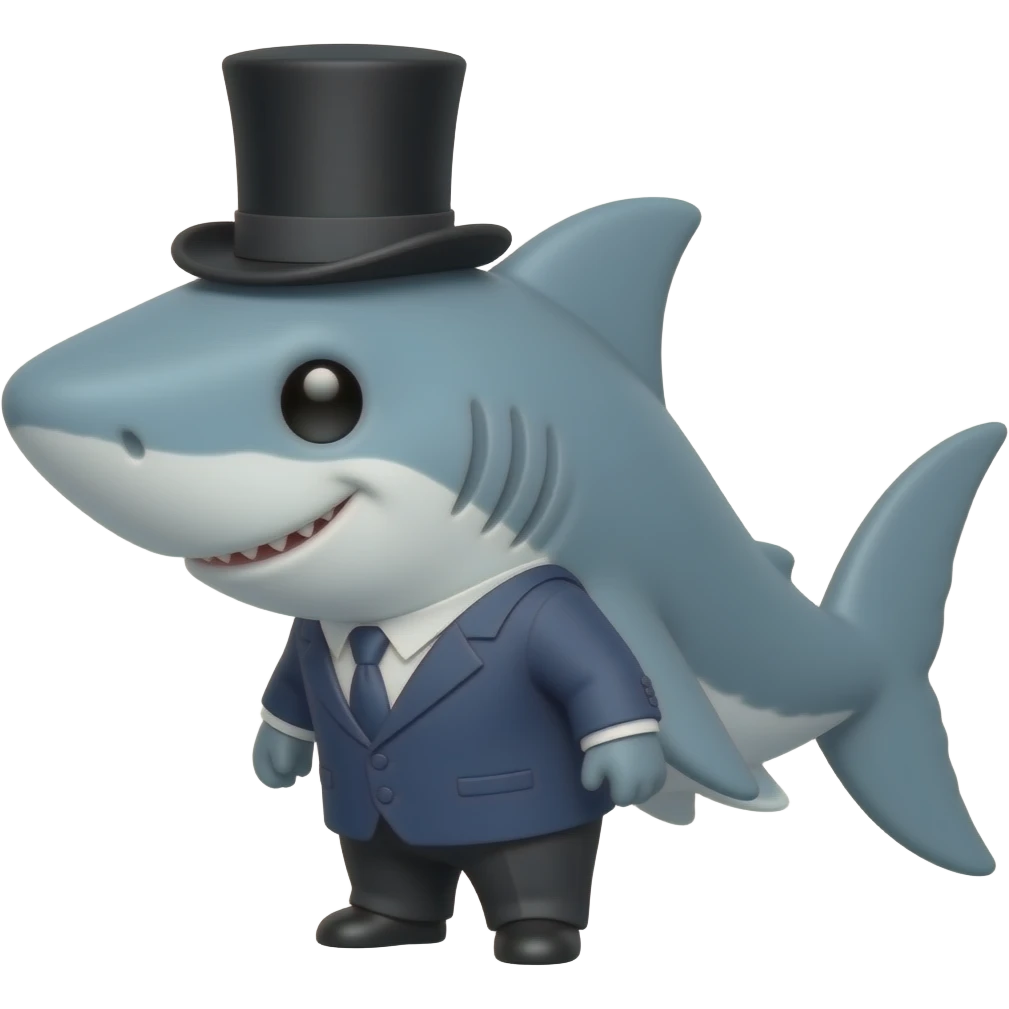 Shark with a top hat emoji