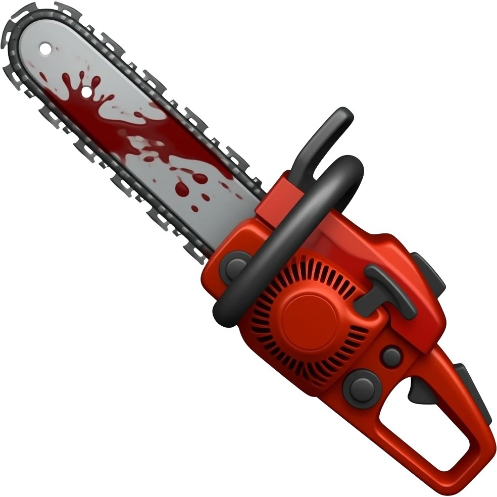 dark red chainsaw with blood emoji