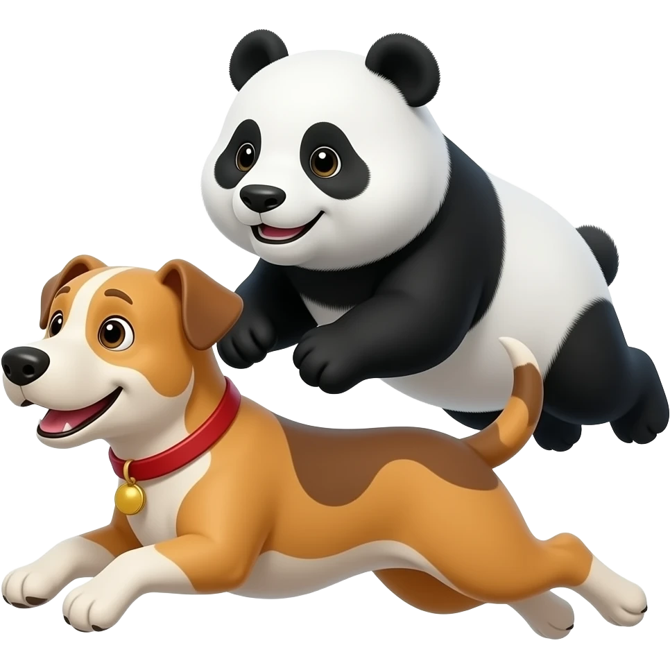 Dog and panda flying together in air emoji