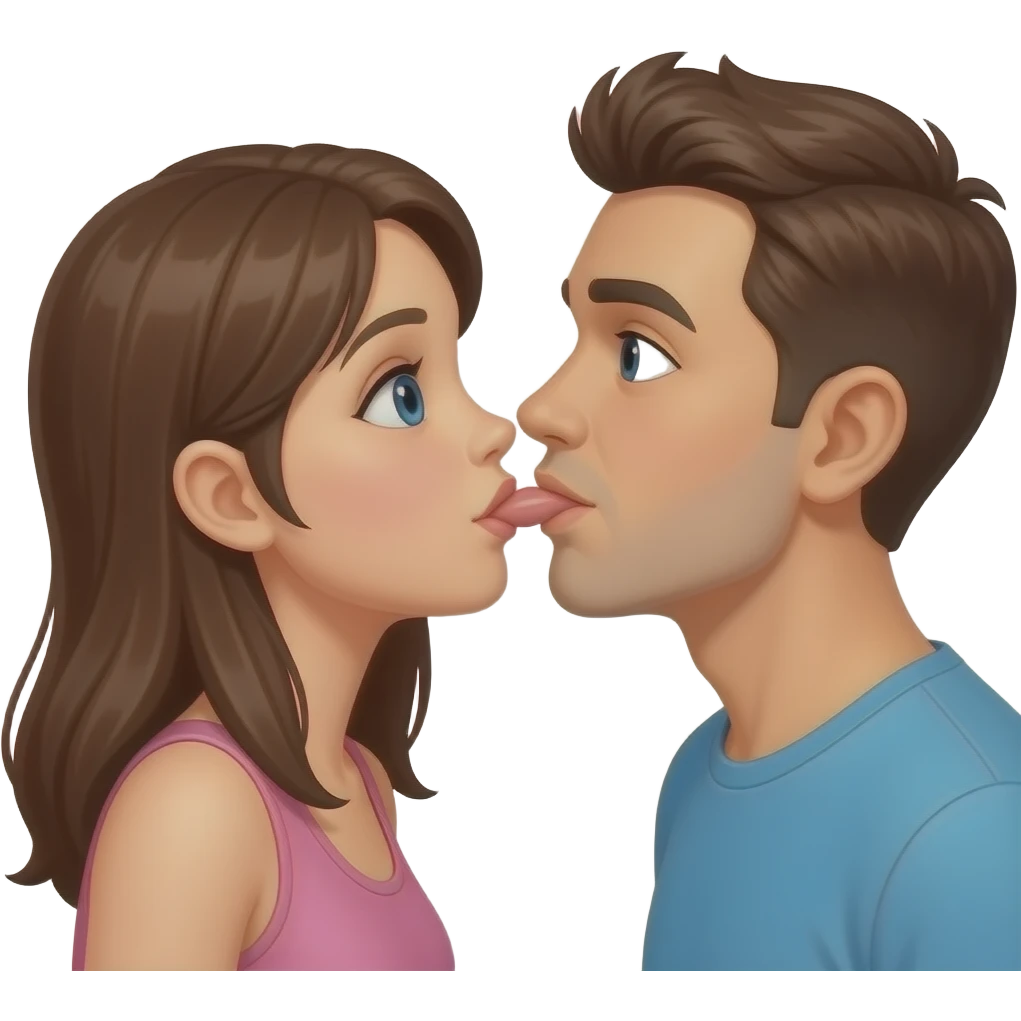 Two girls one guy sucking emoji