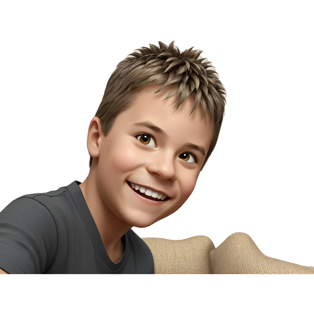 smiling boy in traditional art emoji