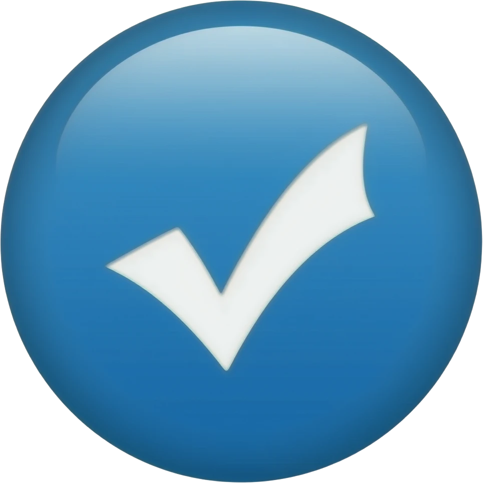 Create a verification Round with the white check mark and around it.Blue emoji similar to a verified account. emoji