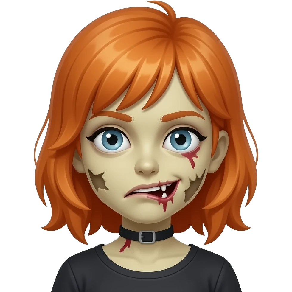 Hair ginger and zombie girl emoji