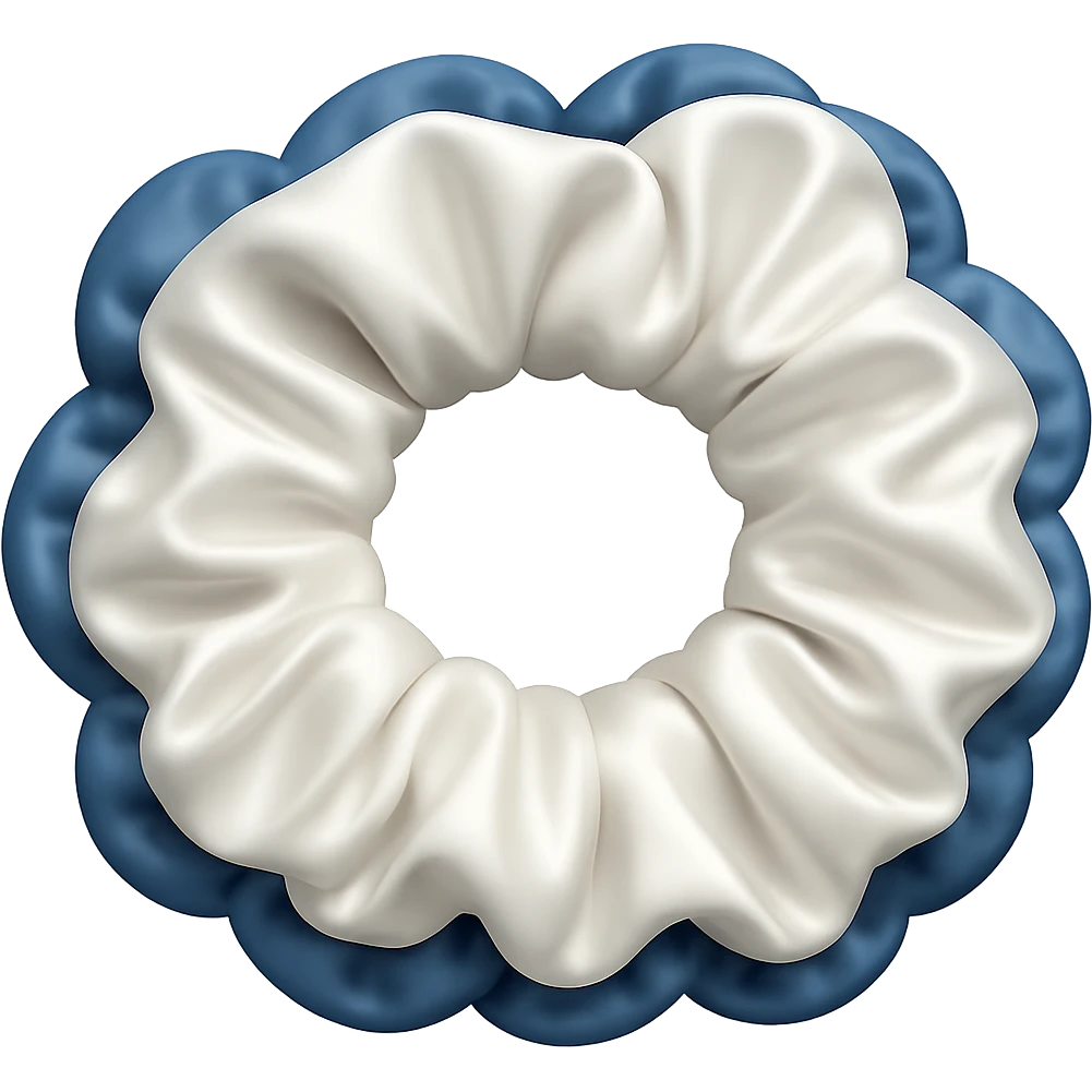 Make the twisted white scrunchie look silkier in the style of emoji art, with no background. emoji