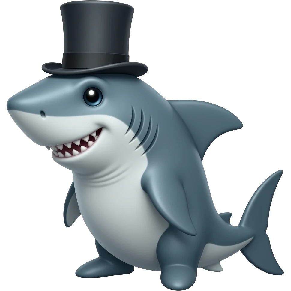 Shark with a top hat emoji