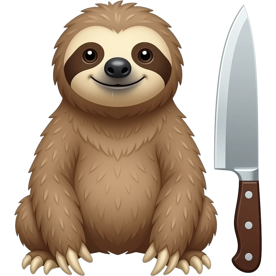 smiling sloth and chef's knife emoji