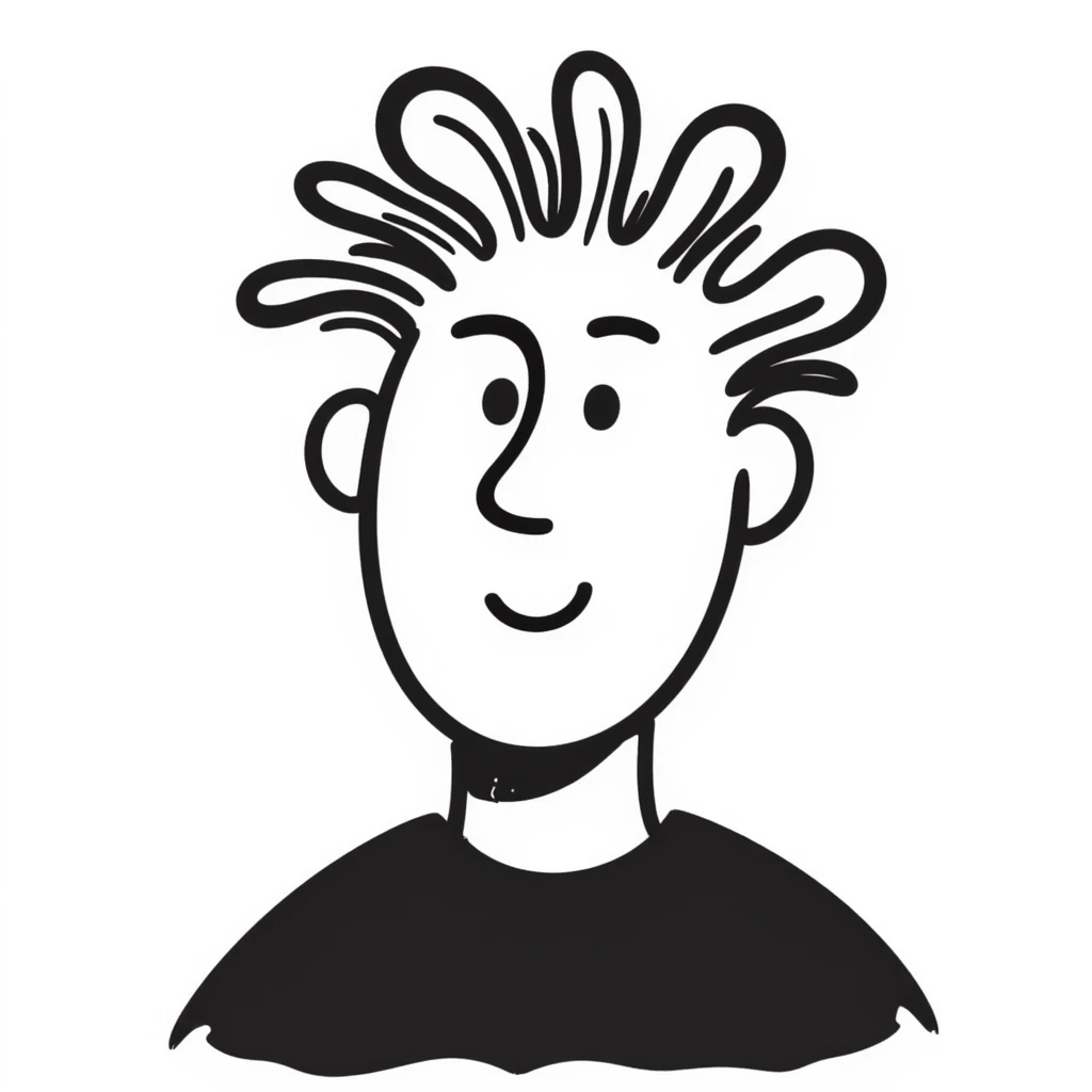 self-portrait transformed into abstract art, doodle style emoji
