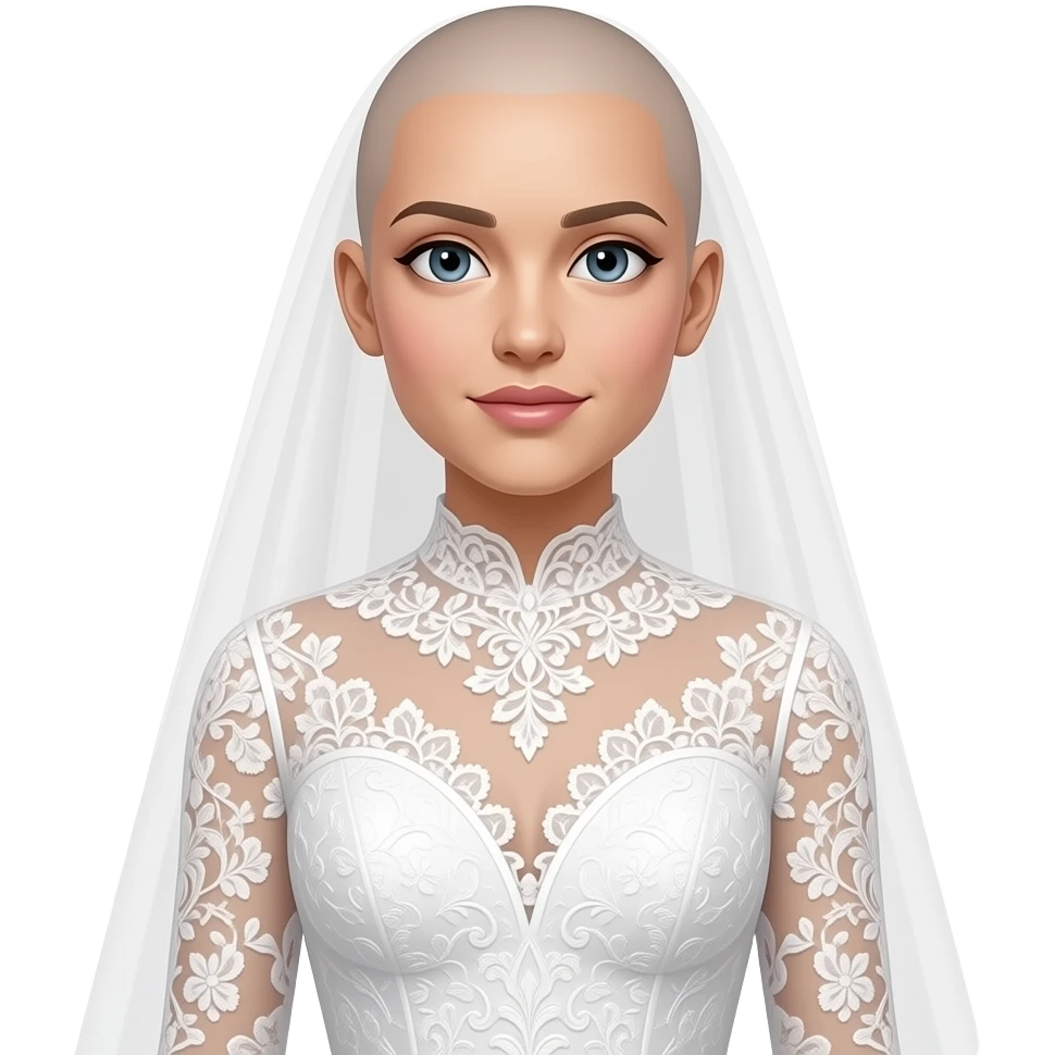 un calvo con vestido de novia emoji