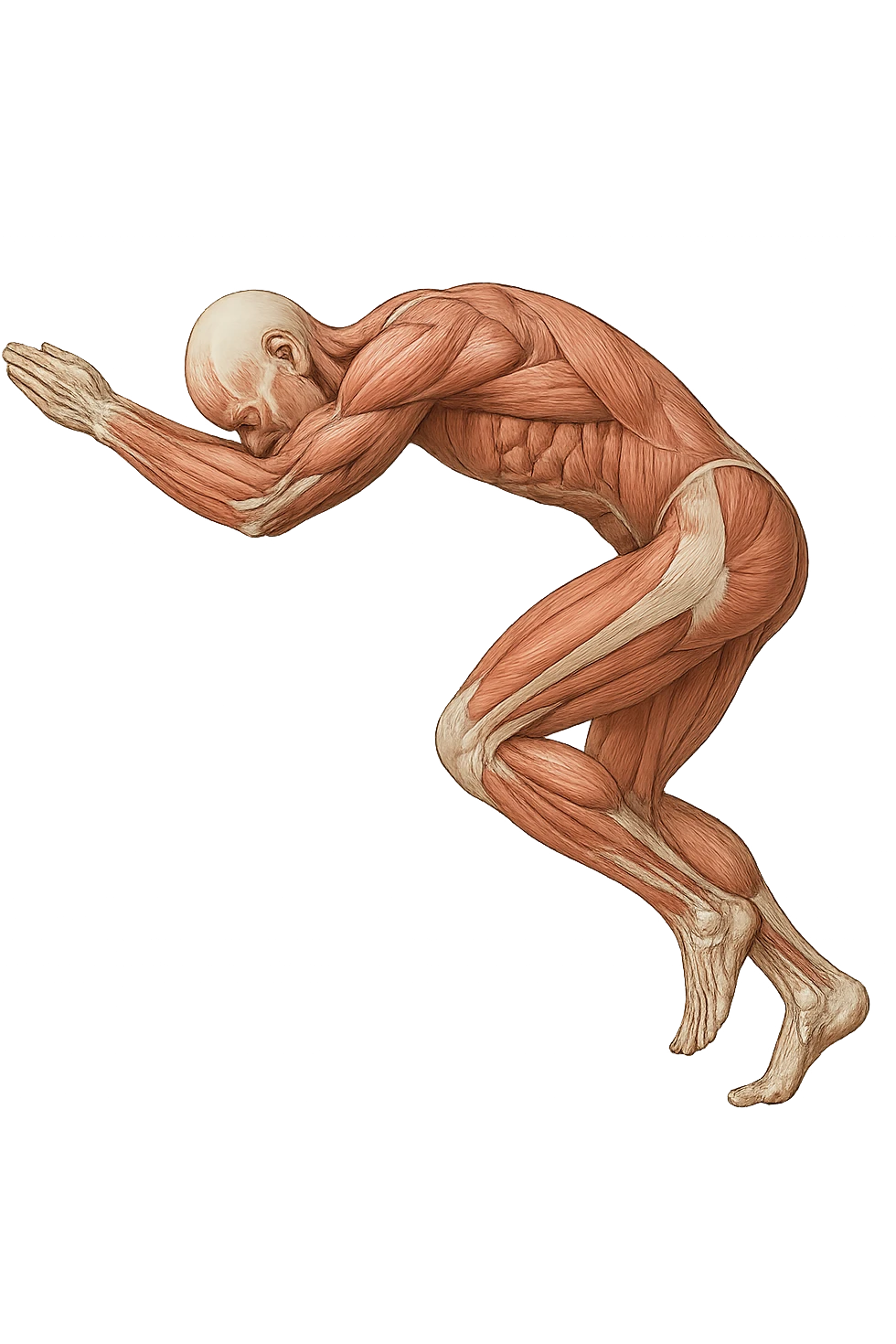 corpo umano anatomico realistico che si butta con la schiena e le spalle in avanti, postura delle spalle chiuse, isolato su sfondo bianco emoji