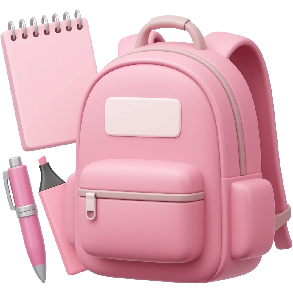 School supplies in a light pink shade. emoji