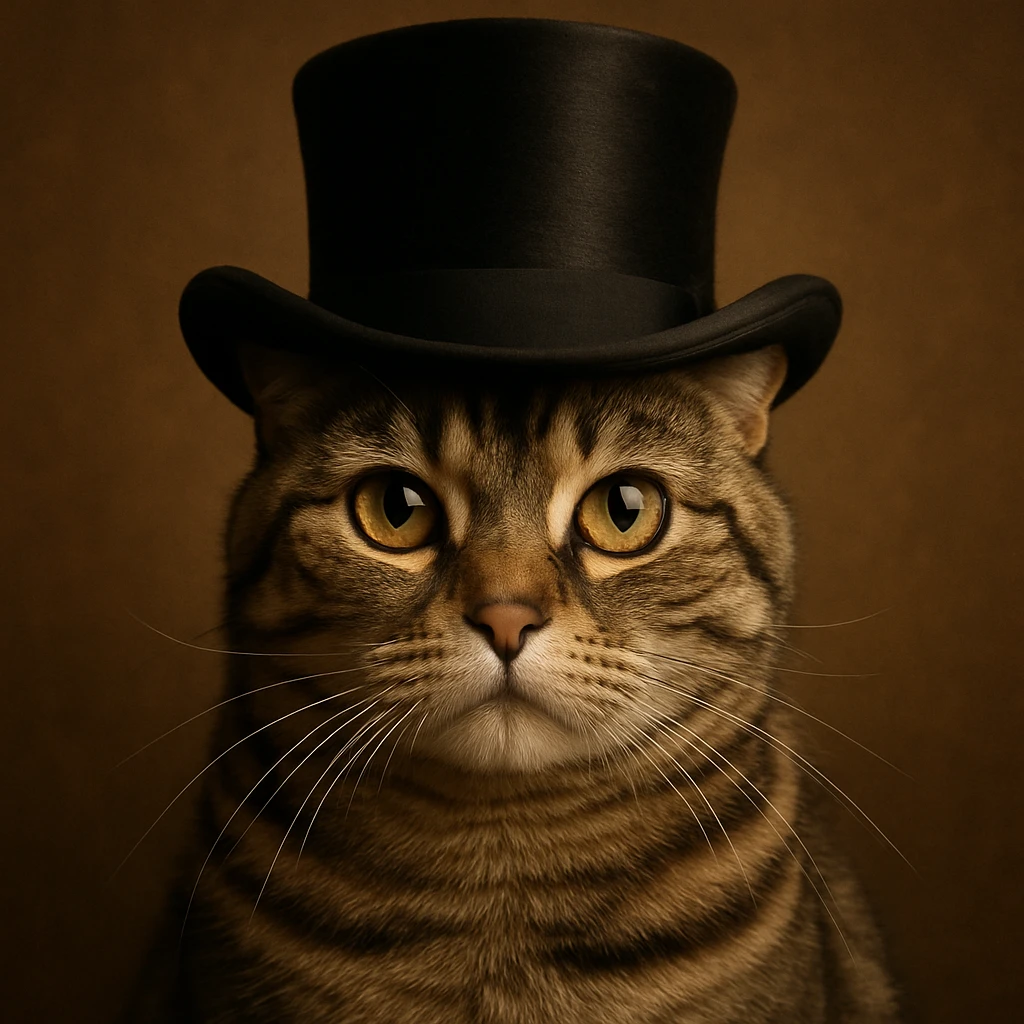 cat wearing a tophat emoji