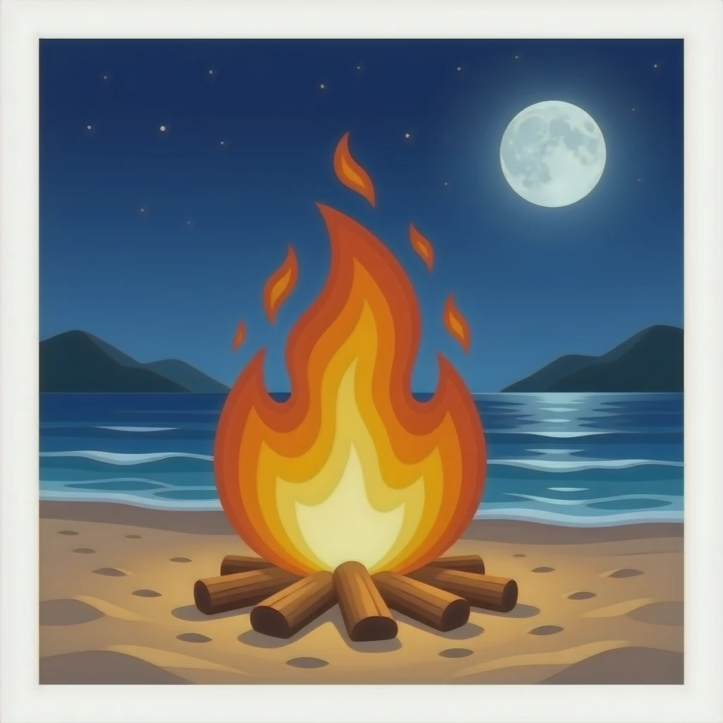 Fire on the beach emoji