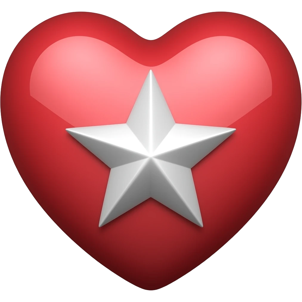 Light while heart with silver star emoji