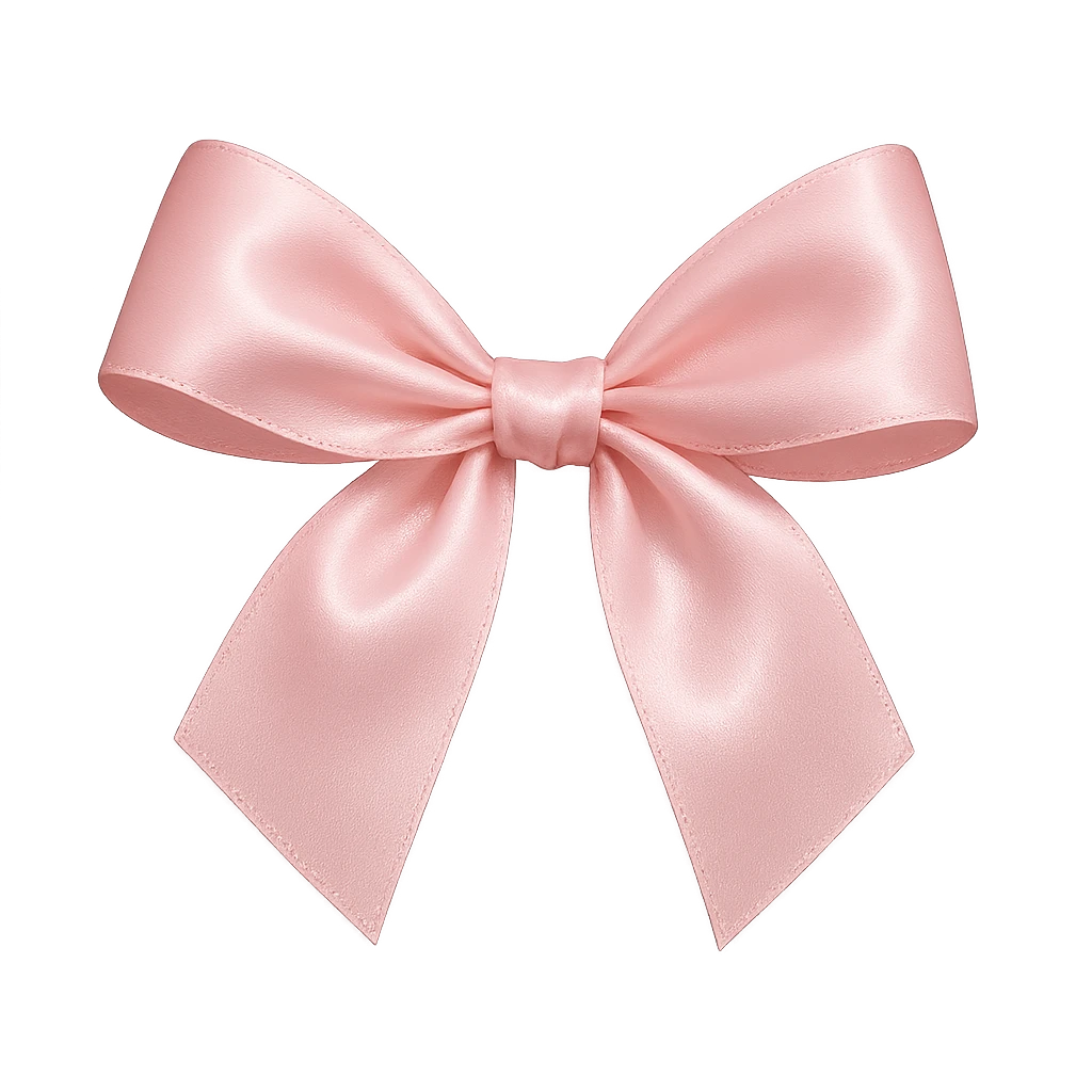 aesthetic pink bow, shiny satin texture, light pink, cute and stylish emoji