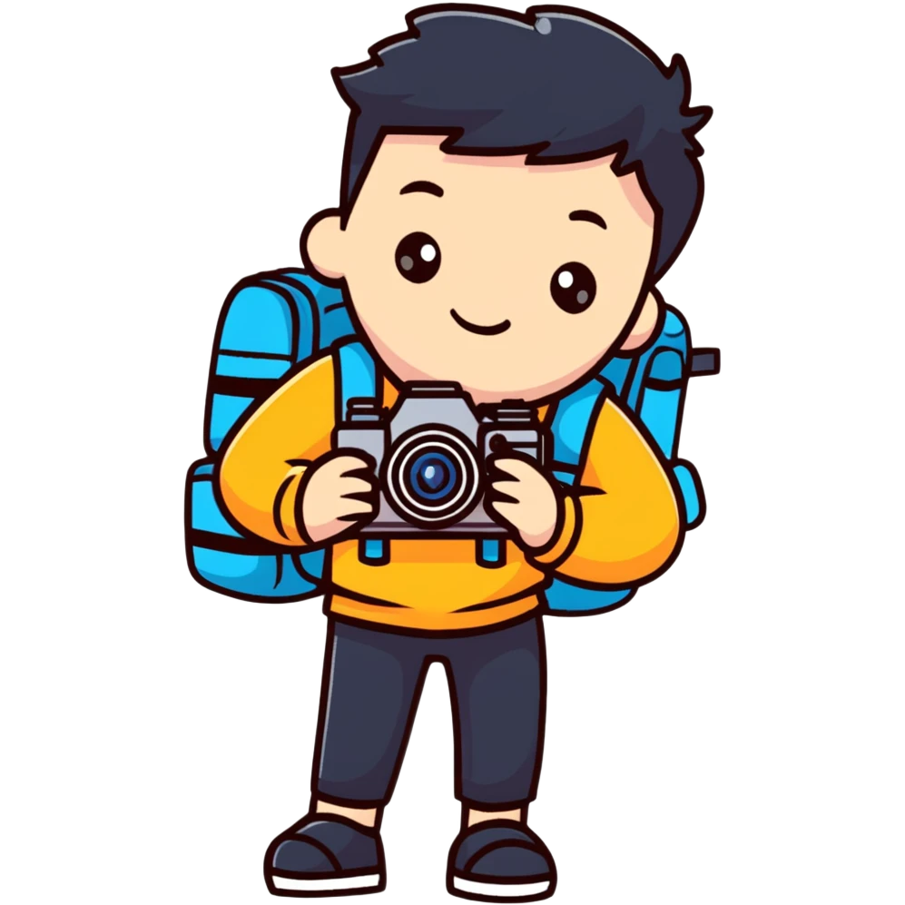 tourist with camera and backpack emoji
