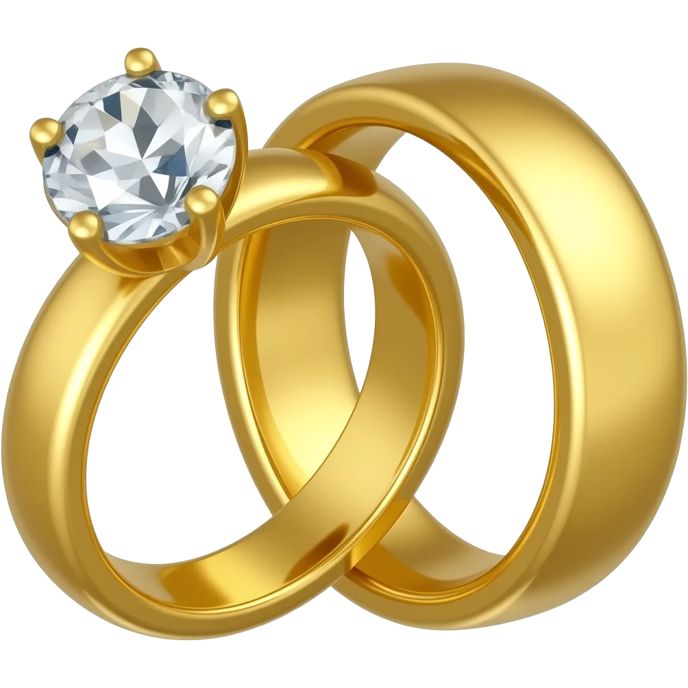 Womens gold diamond ring and mans ring looped into each other emoji