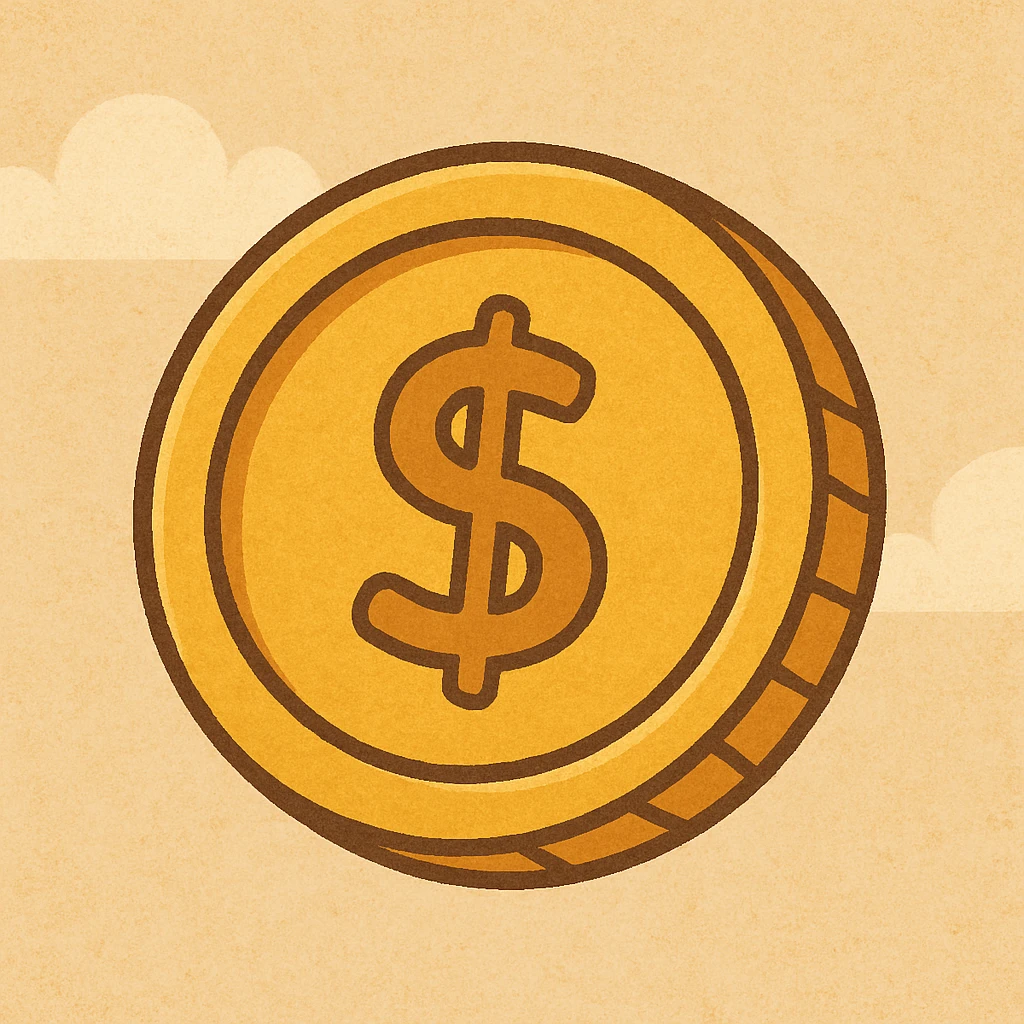 a gold coin, minimalistic, flat gold color, clean lines emoji